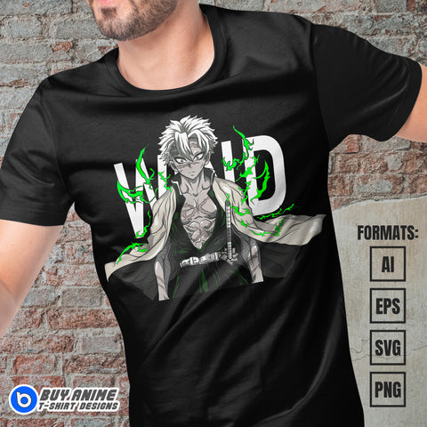Premium Sanemi Demon Slayer Anime Vector T-shirt Design Template #8