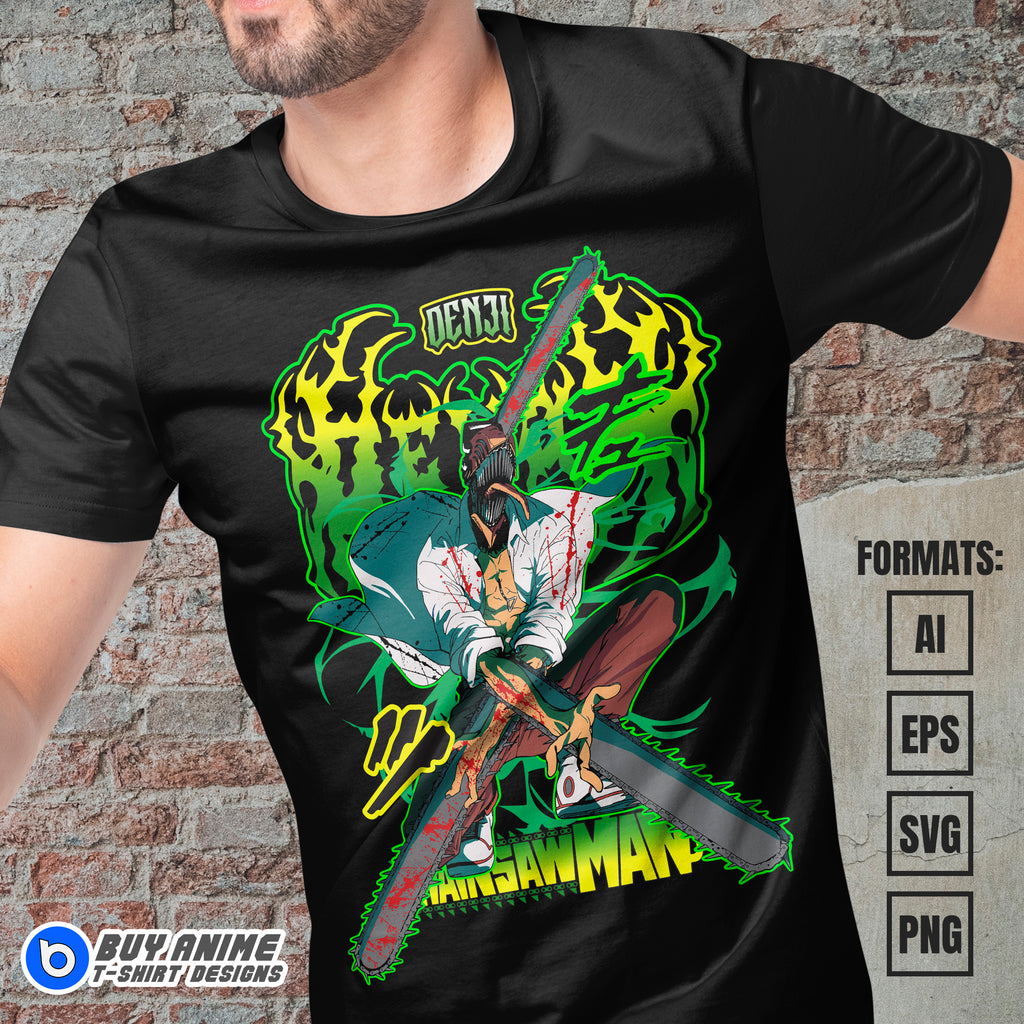 Premium Denji Chainsaw Man Anime Vector T-shirt Design Template #6