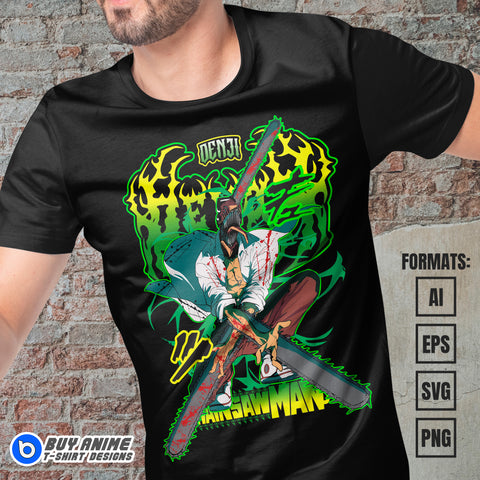 Premium Denji Chainsaw Man Anime Vector T-shirt Design Template #6
