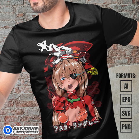 Premium Asuka Neon Genesis Evangelion Anime Vector T-shirt Design Template #8