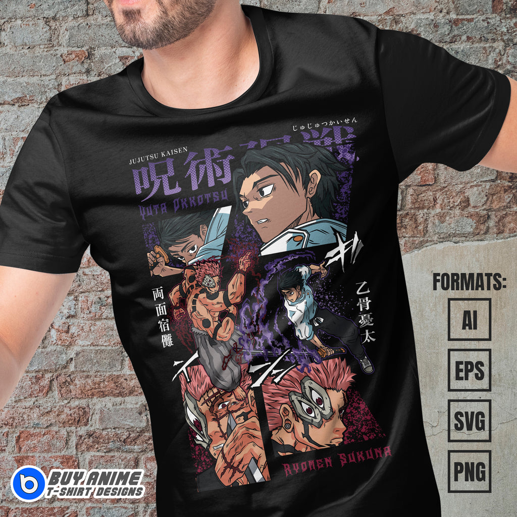 Premium Yuta x Sukuna Jujutsu Kaisen Anime Vector T-shirt Design Template