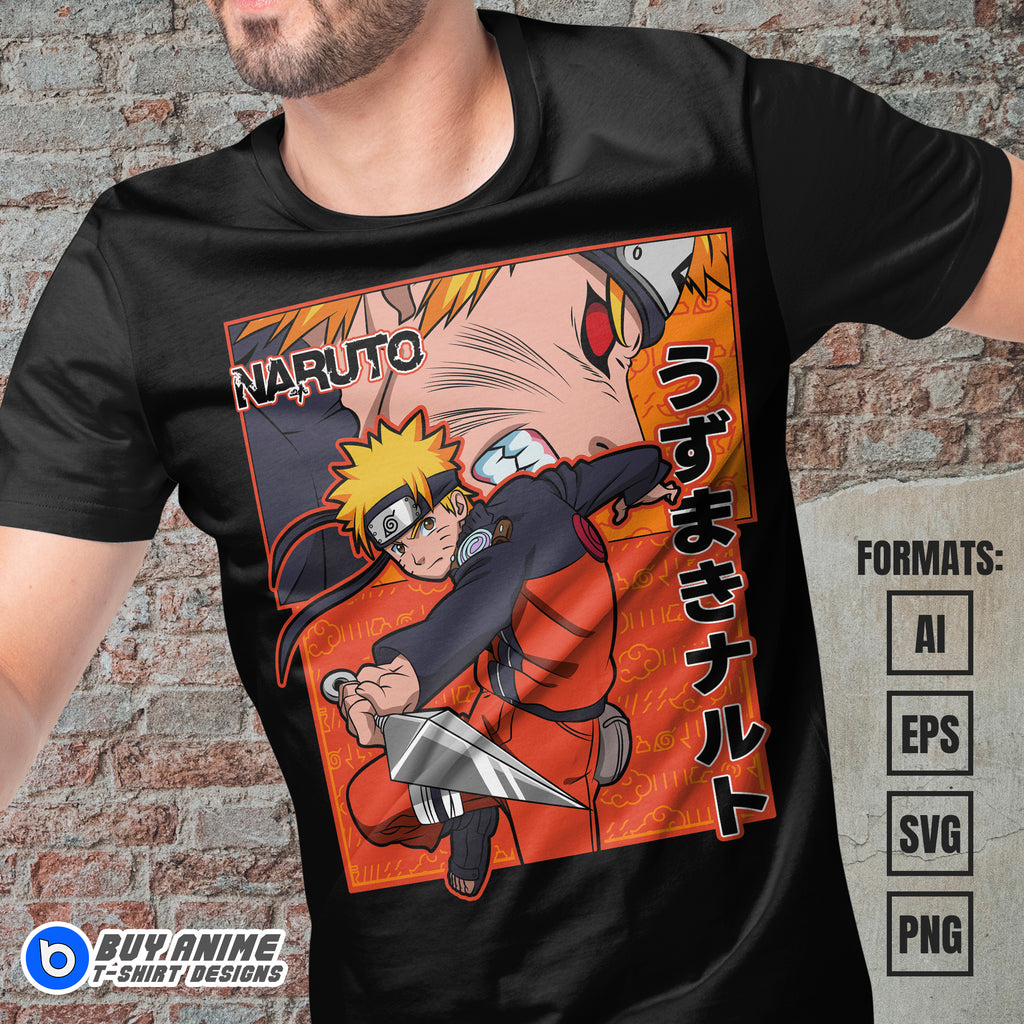 Premium Naruto Uzumaki Anime Vector T-shirt Design Template #21