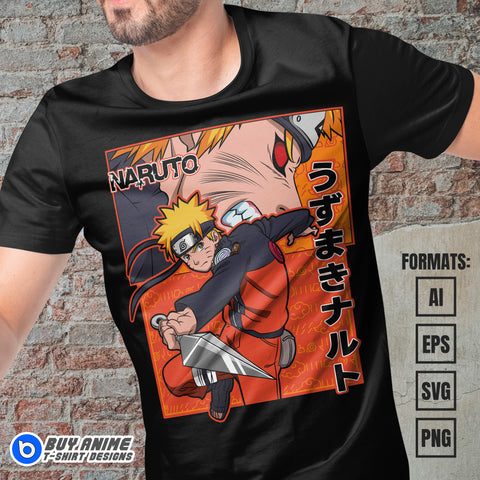 Premium Naruto Uzumaki Anime Vector T-shirt Design Template #21