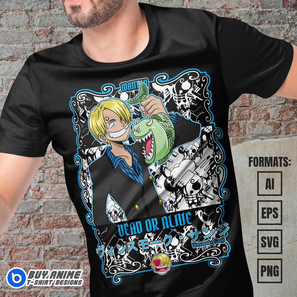 Premium Sanji One Piece Anime Vector T-shirt Design Template #11