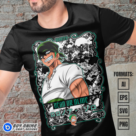 Premium Roronoa Zoro One Piece Vector T-shirt Design Template #29