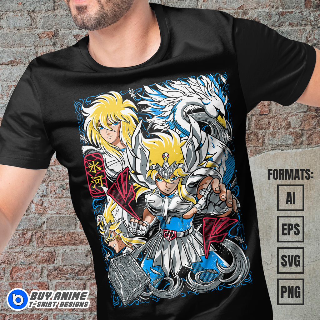 Premium Hyoga Saint Seiya Anime Vector T-shirt Design Template #4