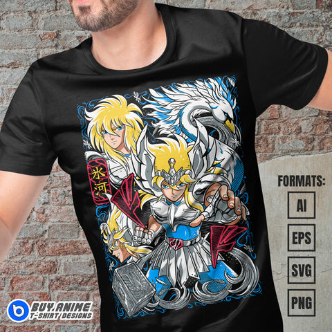 Premium Hyoga Saint Seiya Anime Vector T-shirt Design Template #4