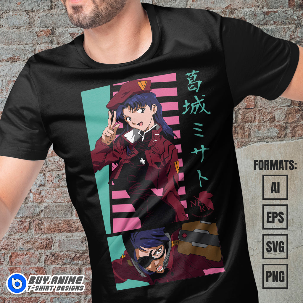 Premium Misato Neon Genesis Evangelion Anime Vector T-shirt Design Template #5