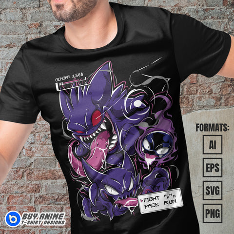 Premium Gengar Pokemon Anime Vector T-shirt Design Template #10