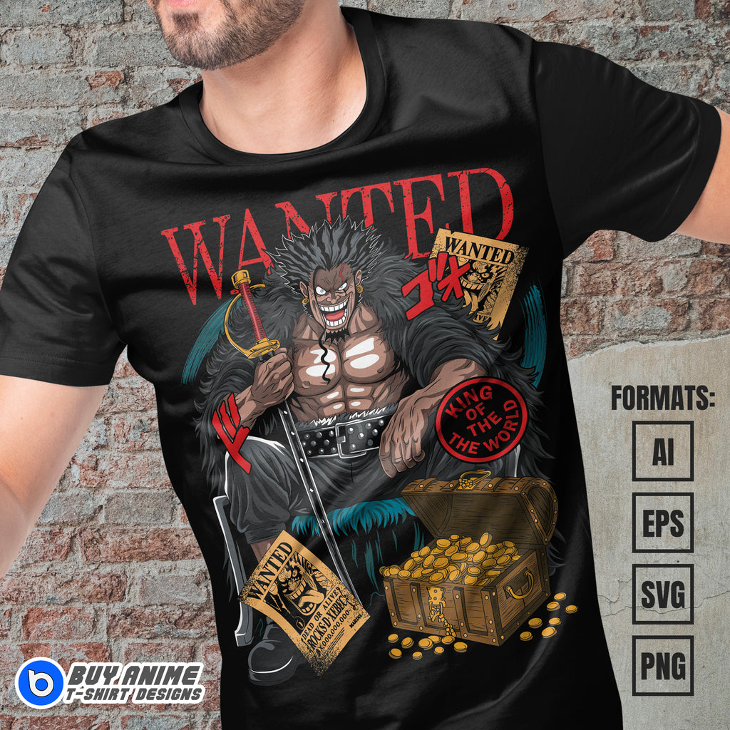 Premium Rocks D Xebec One Piece Anime Vector T-shirt Design Template