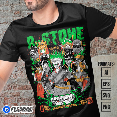 Premium Dr Stone Anime Vector T-shirt Design Template #3