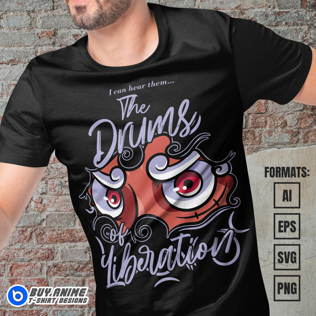 Premium Luffy Gear 5 One Piece Anime Vector T-shirt Design Template #37