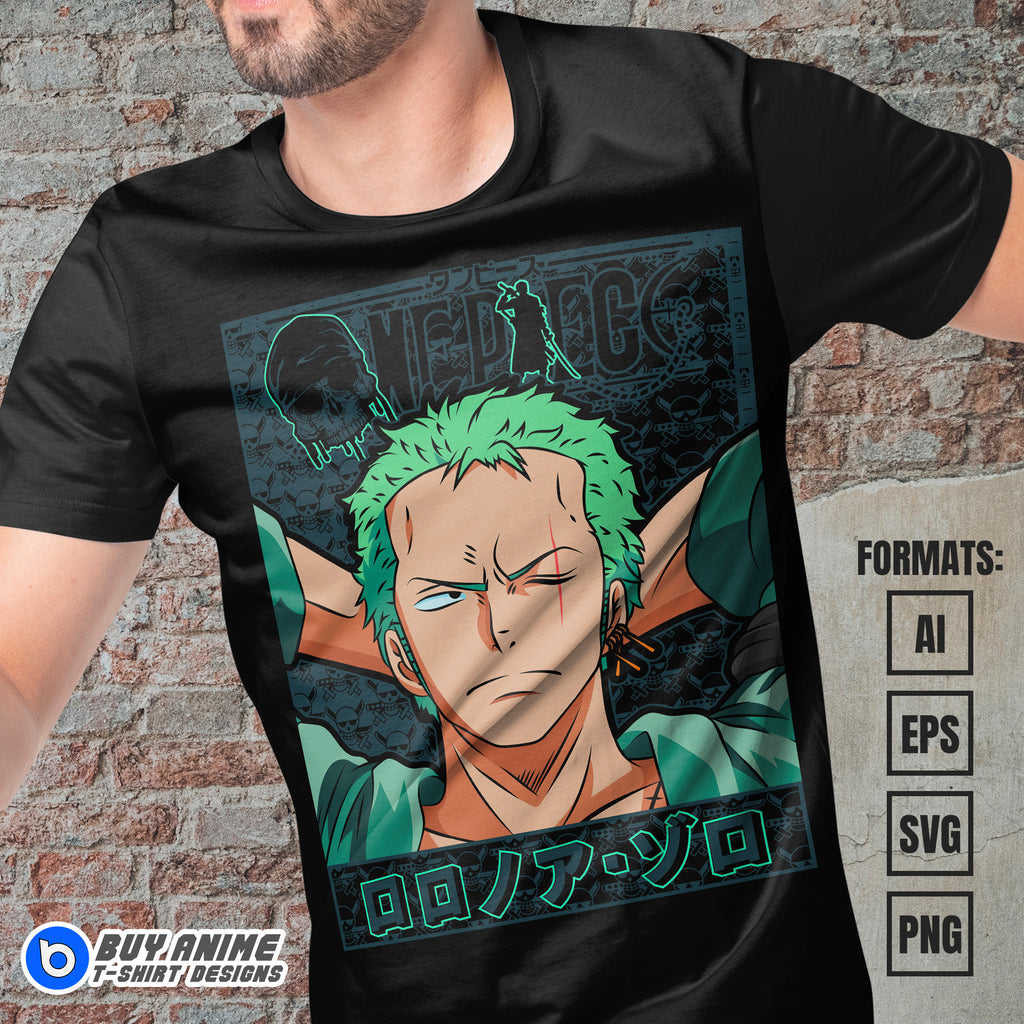 Premium Roronoa Zoro One Piece Vector T-shirt Design Template #30