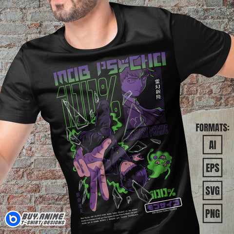 Premium Mob Psycho 100 Anime Vector T-shirt Design Template #8