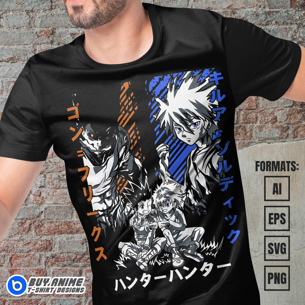 Premium Gon x Killua Hunter x Hunter Anime Vector T-shirt Design Template