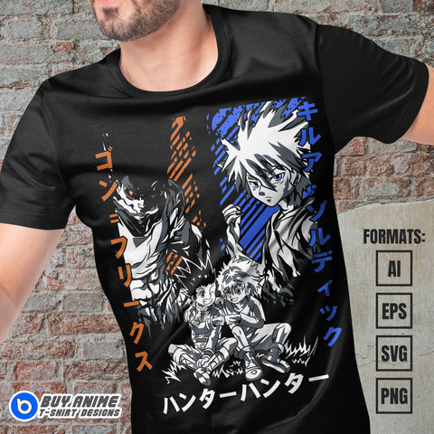 Premium Gon x Killua Hunter x Hunter Anime Vector T-shirt Design Template