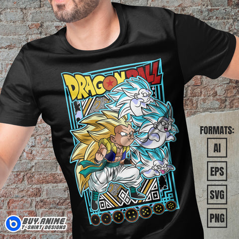Premium Gotenks Super Saiyan 3 Dragon Ball Anime Vector T-shirt Design Template
