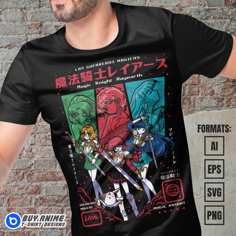 Premium Magic Knight Rayearth Anime Vector T-shirt Design Template