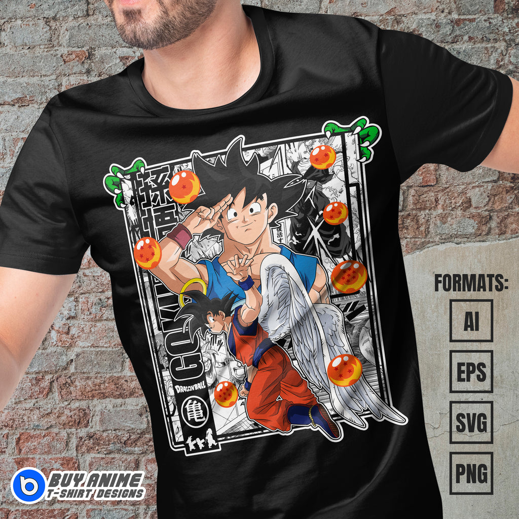 Premium Goku Dragon Ball Anime Vector T-shirt Design Template #12