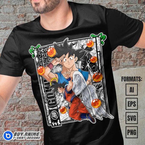 Premium Goku Dragon Ball Anime Vector T-shirt Design Template #12