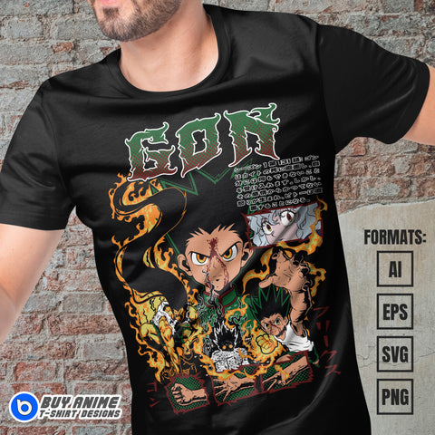 Premium Gon Hunter x Hunter Anime Vector T-shirt Design Template #6