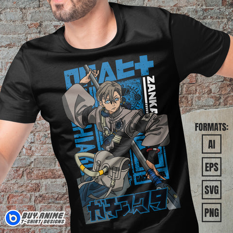 Premium Zanka Gachiakuta Anime Vector T-shirt Design Template