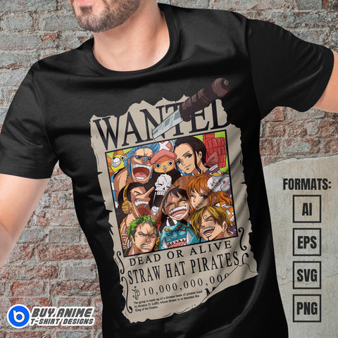 Premium One Piece Anime Vector T-shirt Design Template #30