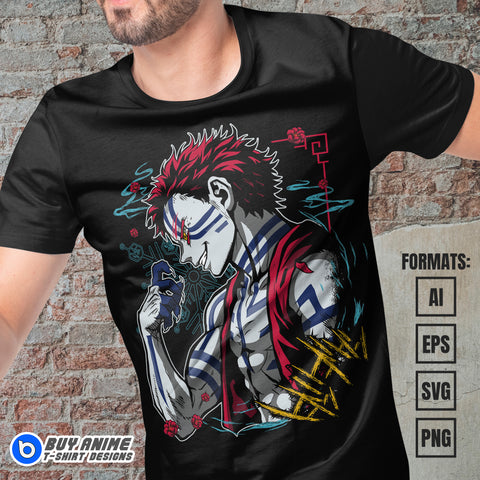 Premium Akaza Demon Slayer Anime Vector T-shirt Design Template #6