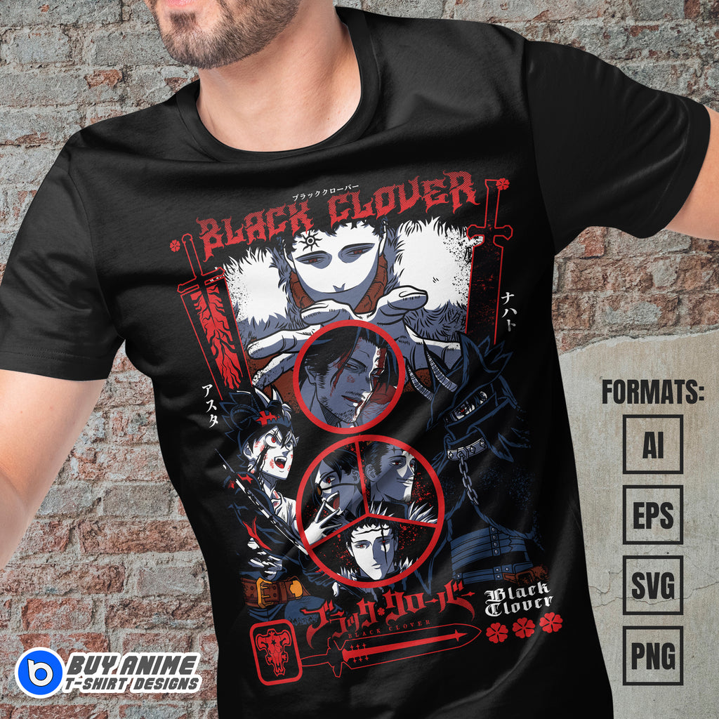 Premium Black Clover Anime Vector T-shirt Design Template #2