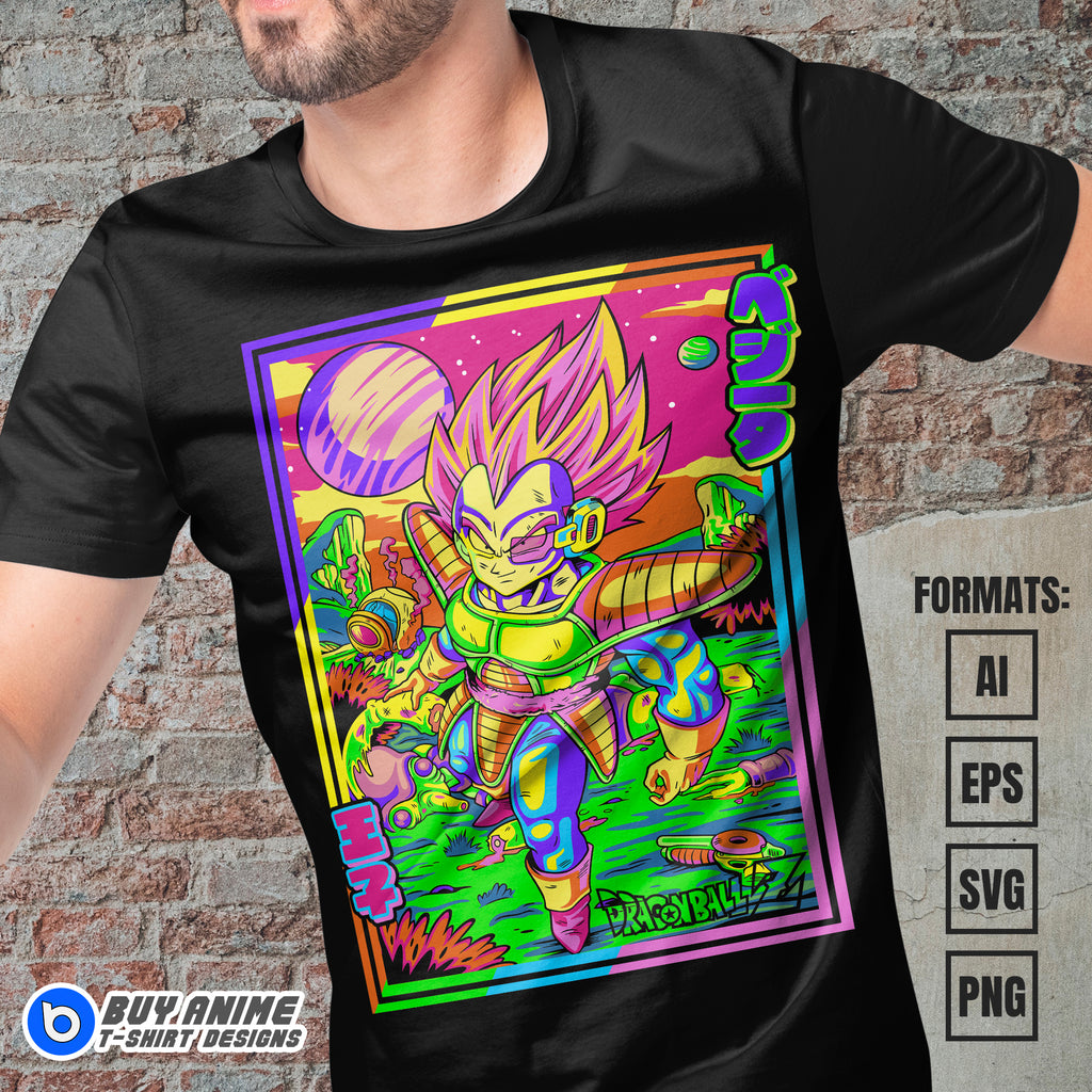 Premium Vegeta Dragon Ball Anime Vector T-shirt Design Template #11