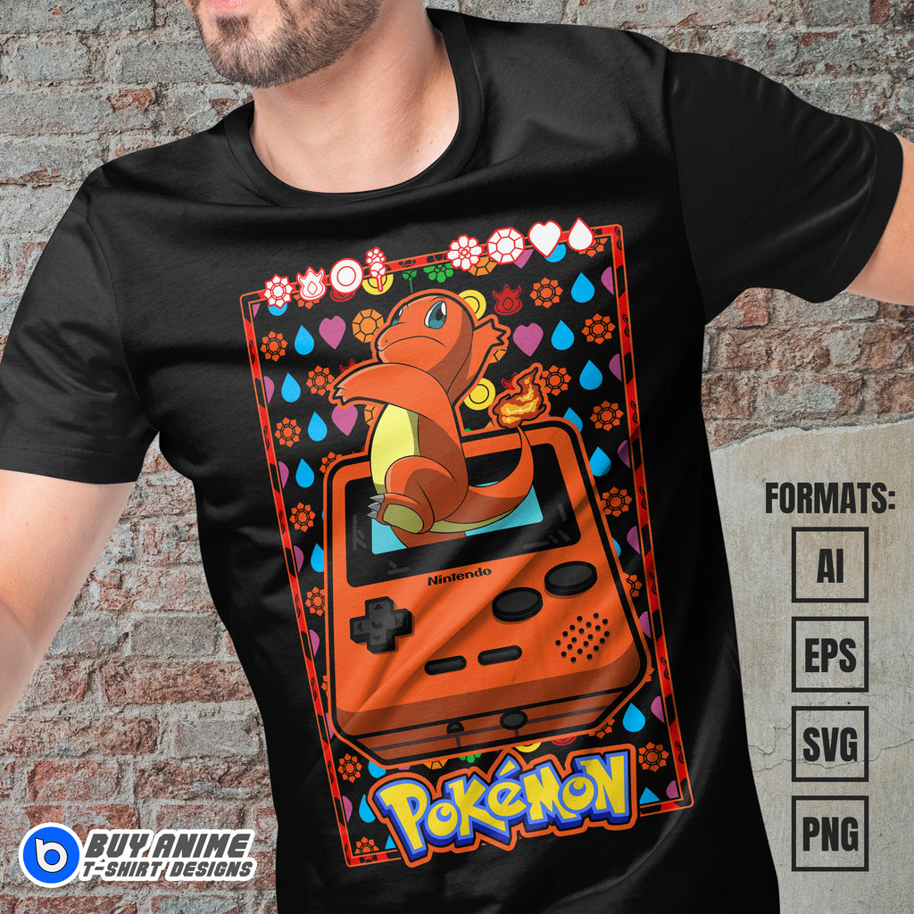 Premium Charmander Pokemon Anime Vector T-shirt Design Template #2