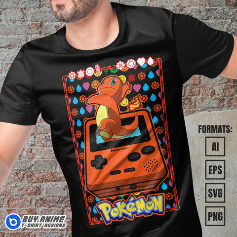 Premium Charmander Pokemon Anime Vector T-shirt Design Template #2