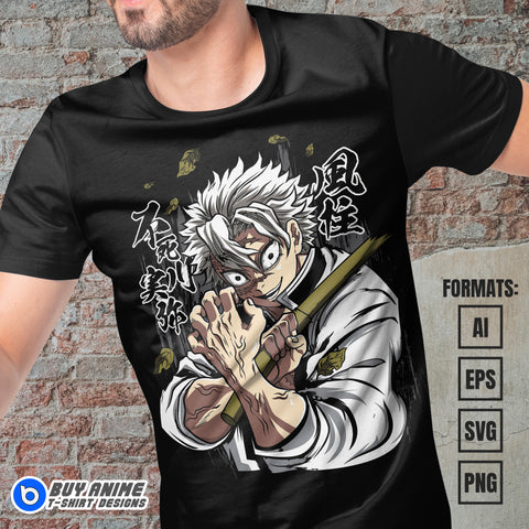 Premium Sanemi Demon Slayer Anime Vector T-shirt Design Template #9
