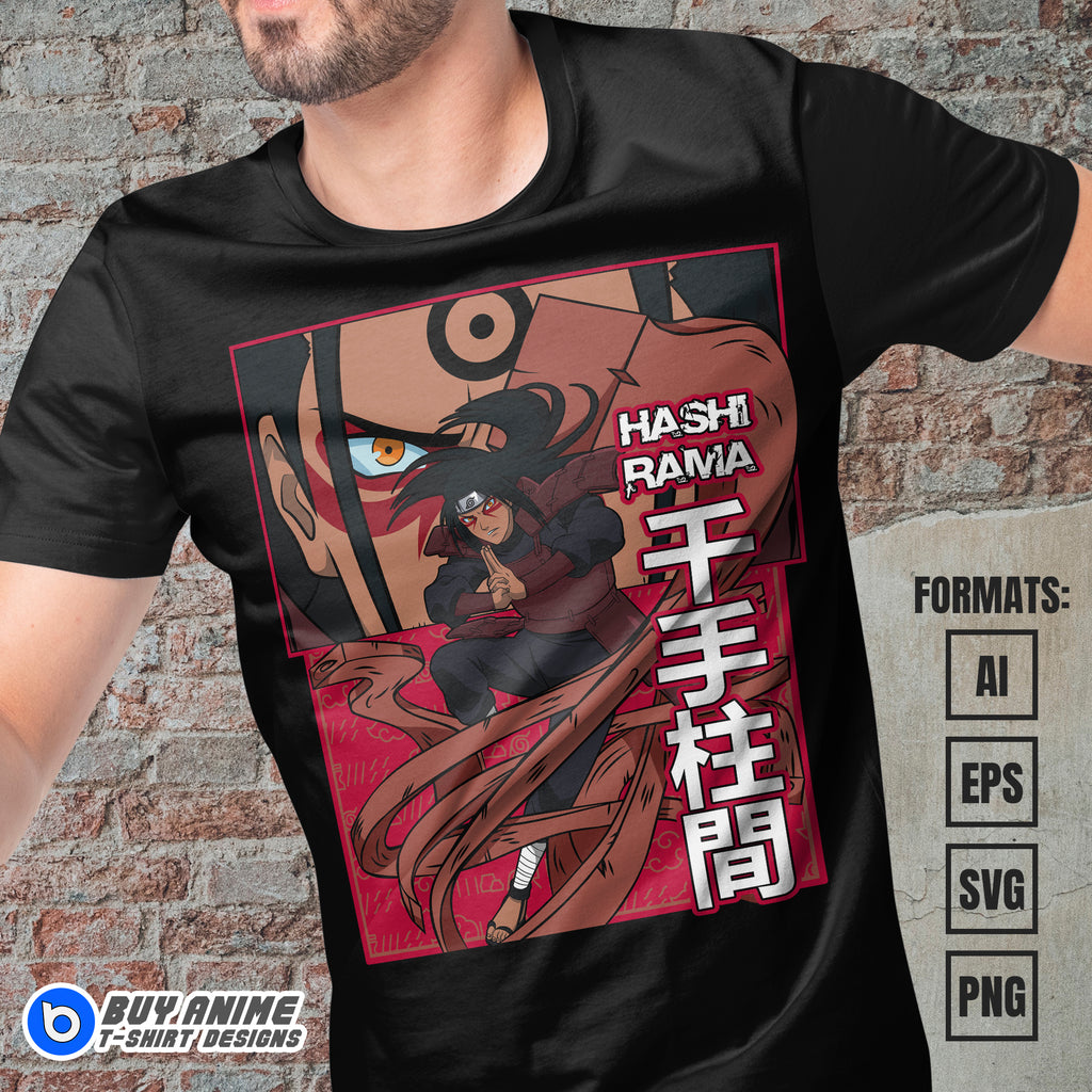 Premium Hashirama Senju Naruto Anime Vector T-shirt Design Template #2