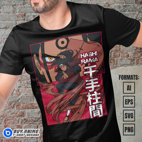 Premium Hashirama Senju Naruto Anime Vector T-shirt Design Template #2