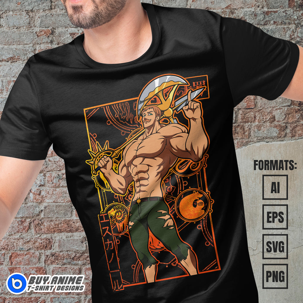 Premium Escanor The Seven Deadly Sins Anime Vector T-shirt Design Template #3