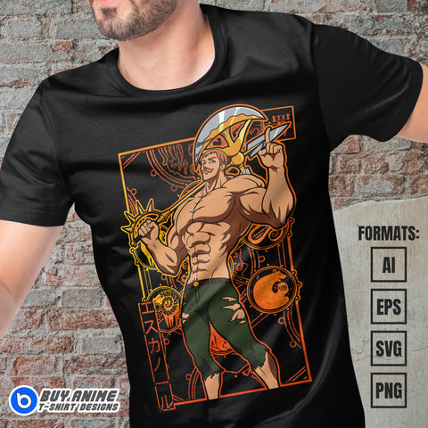 Premium Escanor The Seven Deadly Sins Anime Vector T-shirt Design Template #3