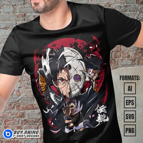 Premium Obito Uchiha Naruto Anime Vector T-shirt Design Template #9