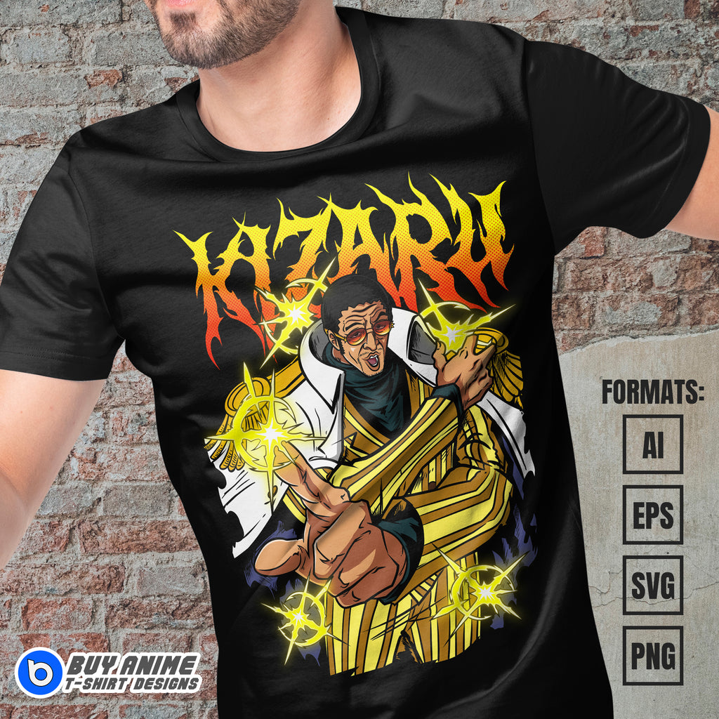 Premium Kizaru One Piece Anime Vector T-shirt Design Template