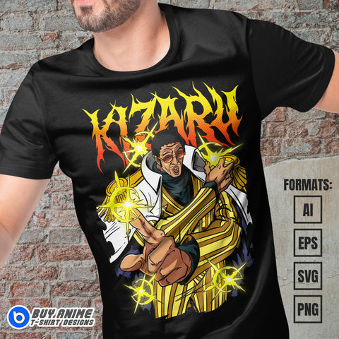 Premium Kizaru One Piece Anime Vector T-shirt Design Template