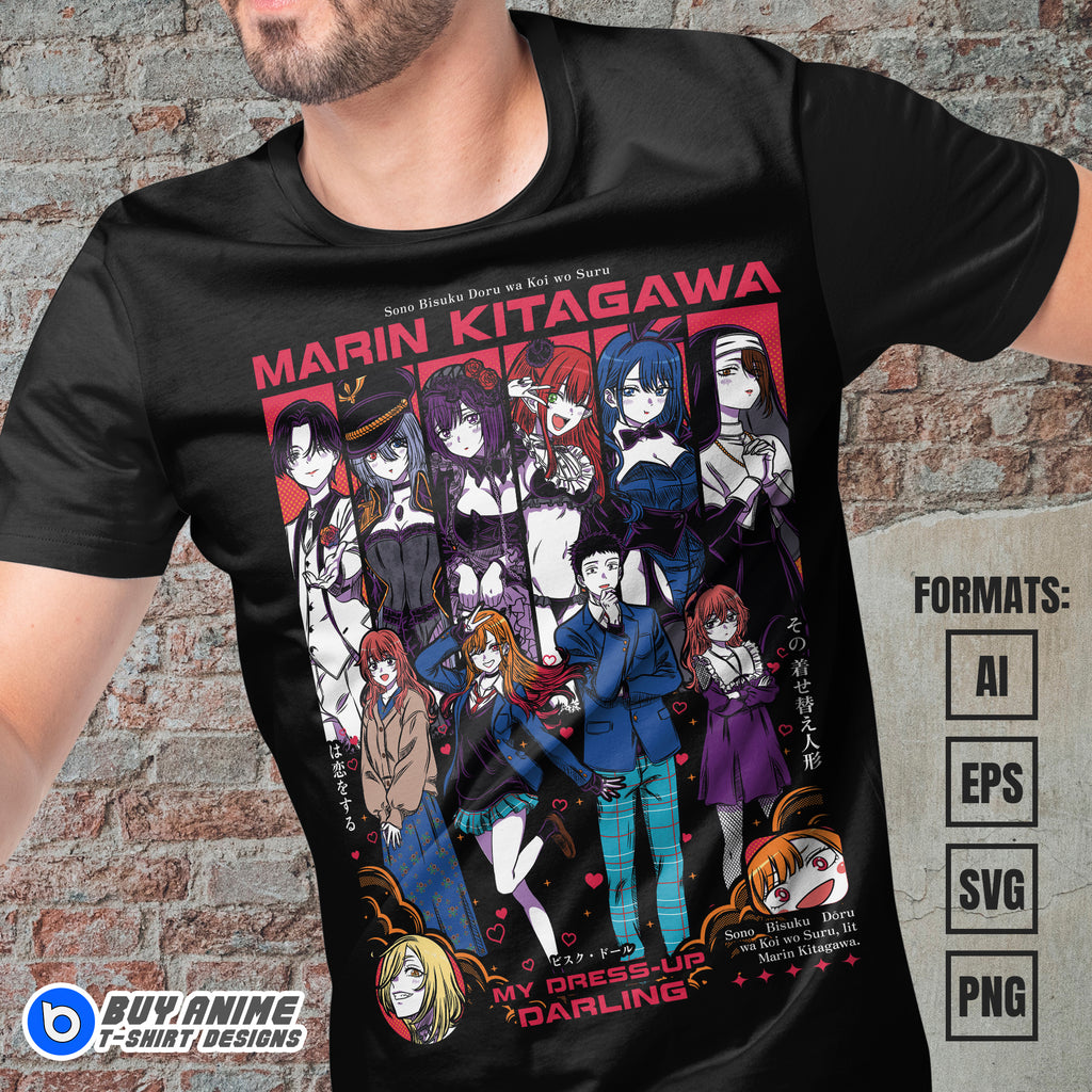 Premium Marin My Dress Up Darling Anime Vector T-shirt Design Template