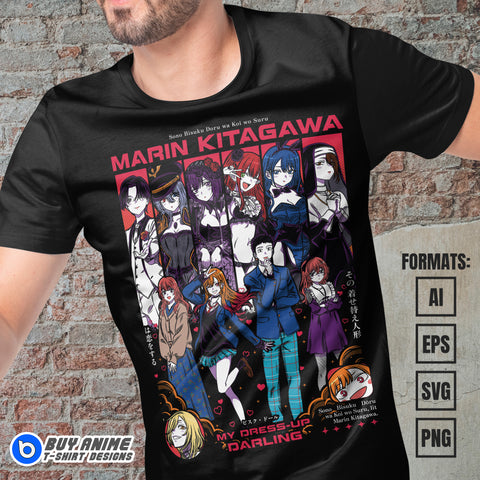 Premium Marin My Dress Up Darling Anime Vector T-shirt Design Template