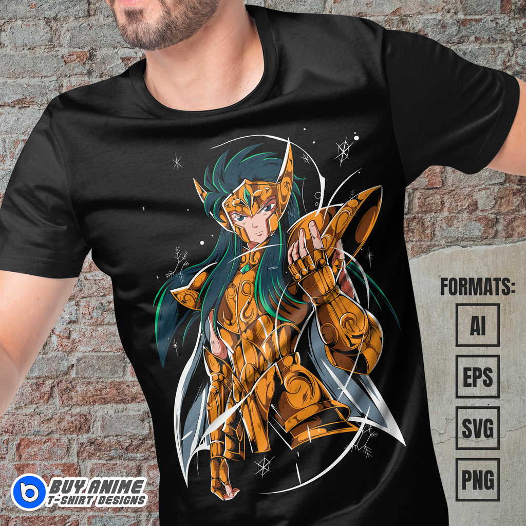 Premium Aquarius Camus Saint Seiya Anime Vector T-shirt Design Template #3