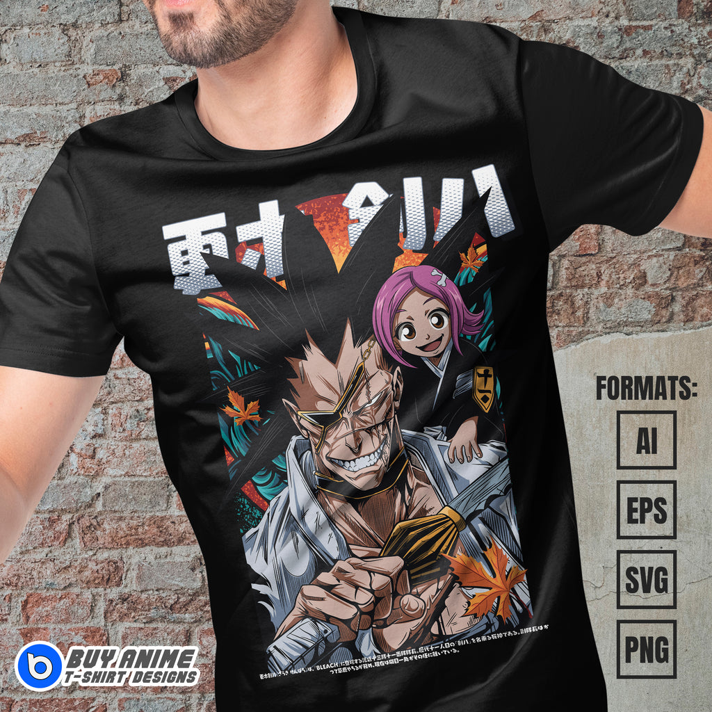 Premium Kenpachi Zaraki Bleach Anime Vector T-shirt Design Template #3
