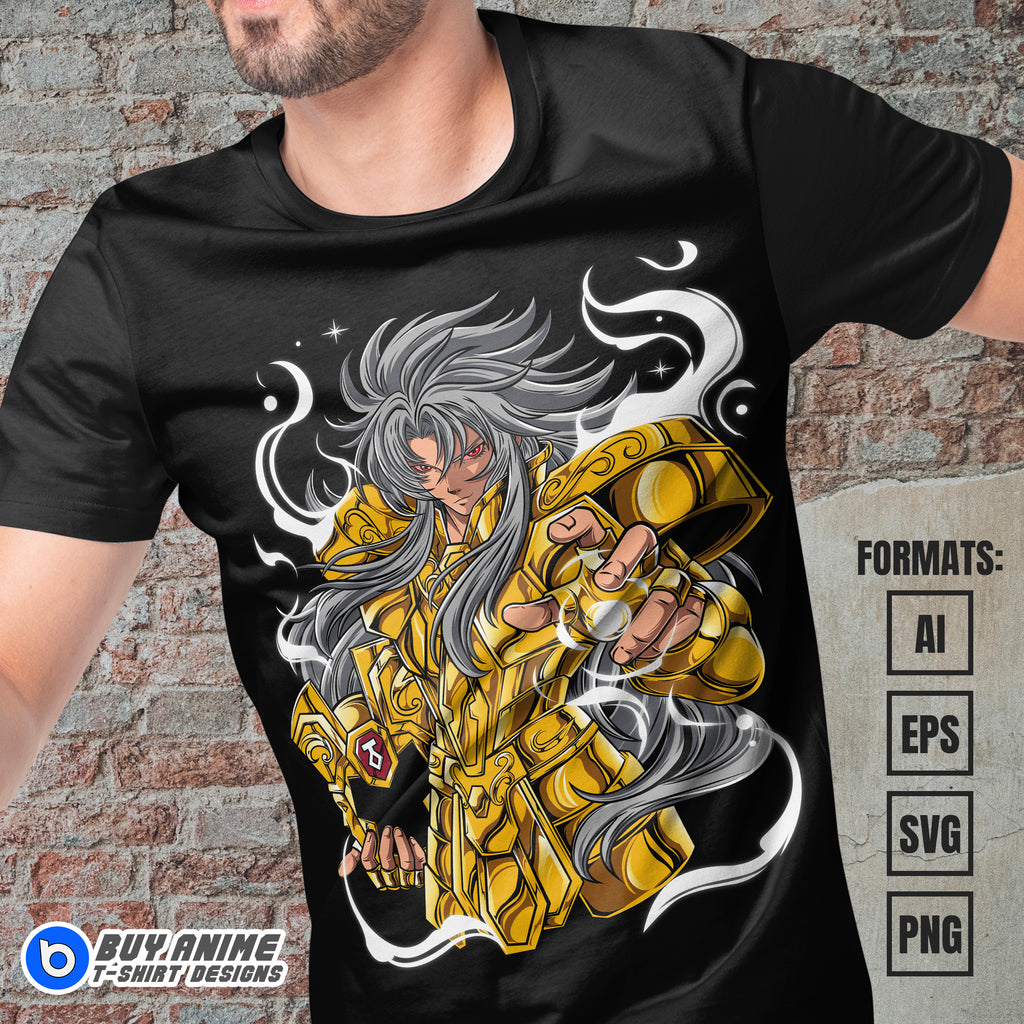 Premium Gemini Saint Seiya Anime Vector T-shirt Design Template #2