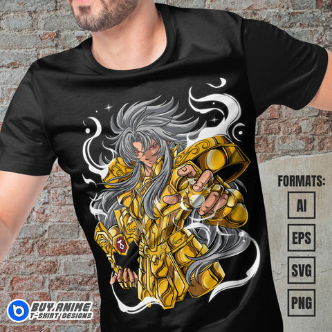 Premium Gemini Saint Seiya Anime Vector T-shirt Design Template #2