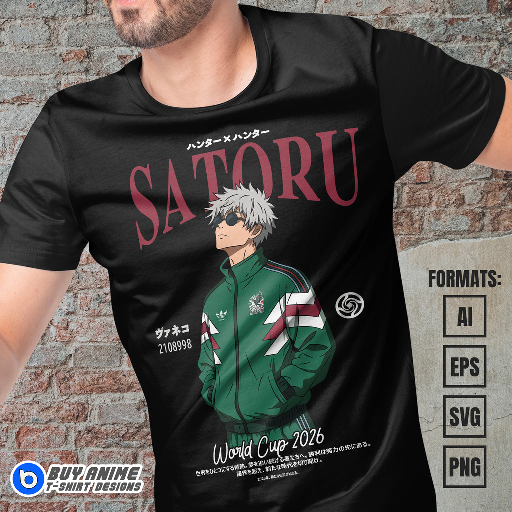 Premium Satoru Gojo x Mexico World Cup 2026 Jujutsu Kaisen Anime Vector T-shirt Design Template