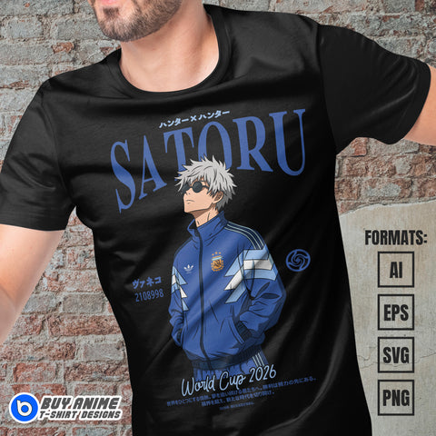 Premium Satoru Gojo x Argentina World Cup 2026 Jujutsu Kaisen Anime Vector T-shirt Design Template