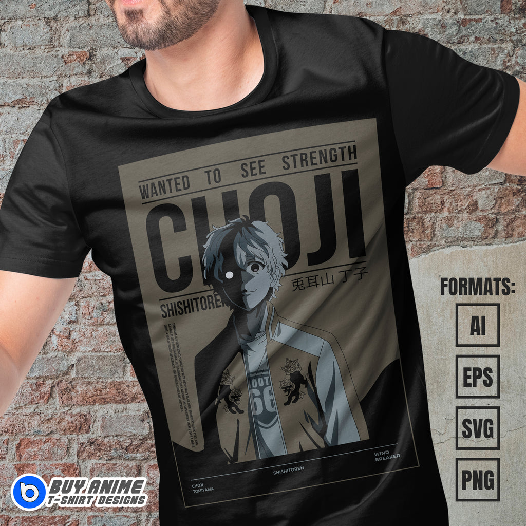 Premium Choji Wind Breaker Anime Vector T-shirt Design Template #2