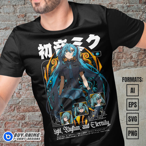 Premium Hatsune Miku Anime Vector T-shirt Design Template #3